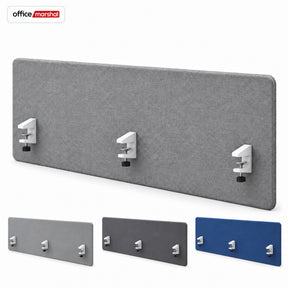 Séparateur de bureau acoustique | Silent Desk | Cloison de bureau revêtue de polyester avec pinces de fixation | 160 × 60 cm | 3 coloris