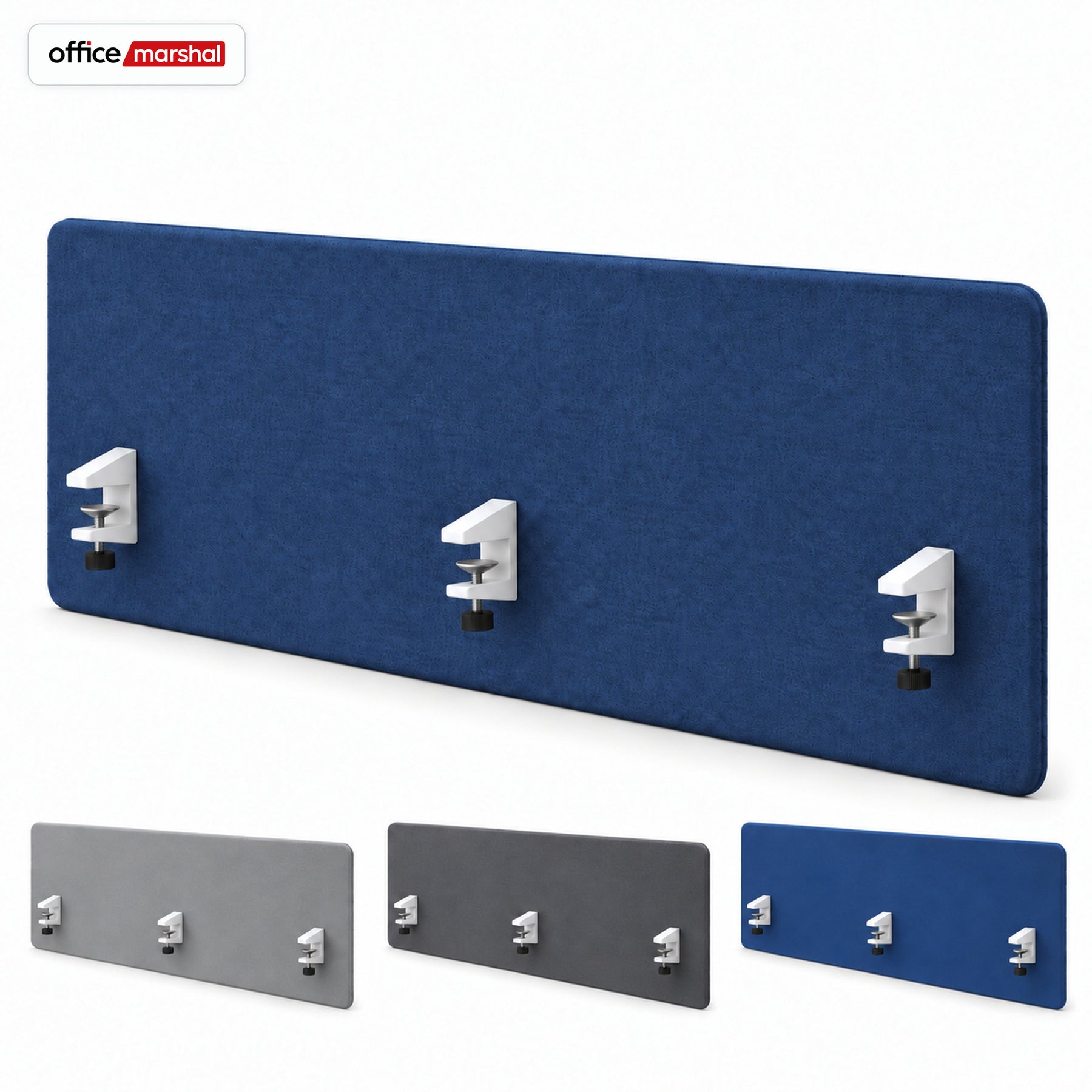 Séparateur de bureau acoustique | Silent Desk | Cloison de bureau revêtue de polyester avec pinces de fixation | 160 × 60 cm | 3 coloris