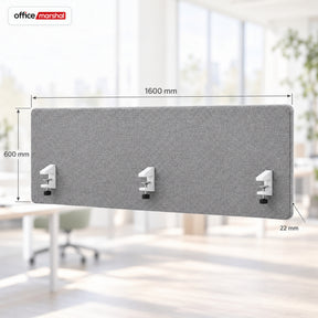 Séparateur de bureau acoustique | Silent Desk | Cloison de bureau revêtue de polyester avec pinces de fixation | 160 × 60 cm | 3 coloris