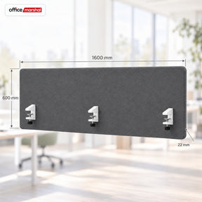Séparateur de bureau acoustique | Silent Desk | Cloison de bureau revêtue de polyester avec pinces de fixation | 160 × 60 cm | 3 coloris