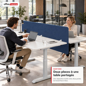 Séparateur de bureau acoustique | Silent Desk | Cloison de bureau revêtue de polyester avec pinces de fixation | 160 × 60 cm | 3 coloris