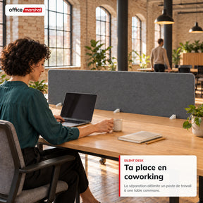 Séparateur de bureau acoustique | Silent Desk | Cloison de bureau revêtue de polyester avec pinces de fixation | 160 × 60 cm | 3 coloris