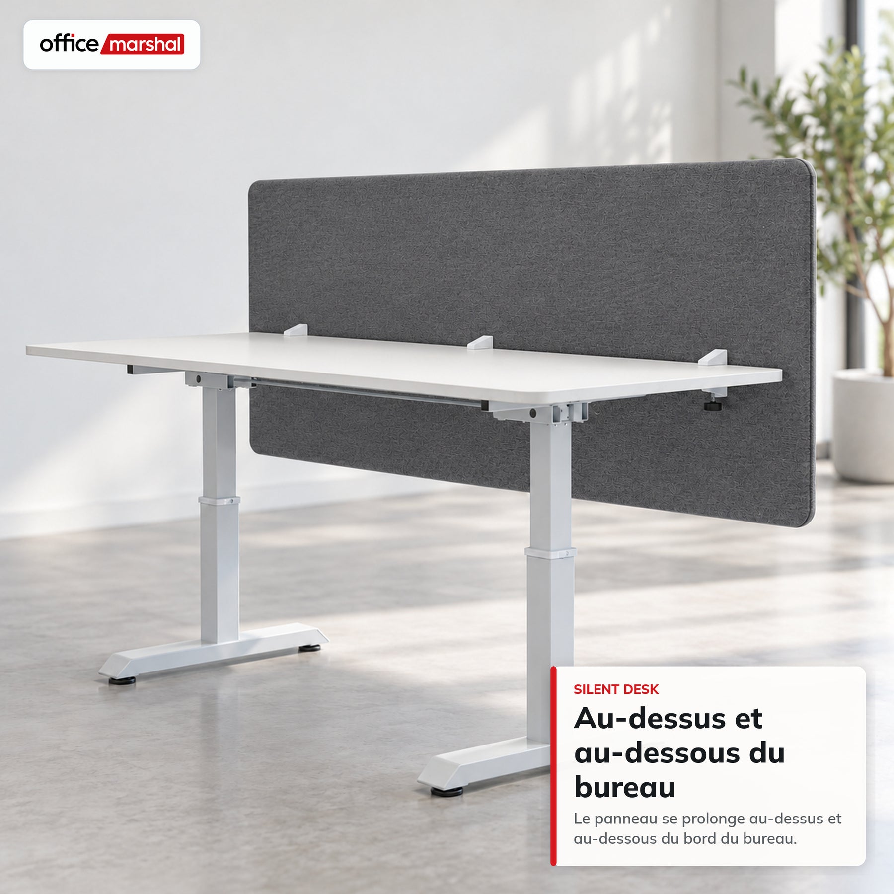 Séparateur de bureau acoustique | Silent Desk | Cloison de bureau revêtue de polyester avec pinces de fixation | 160 × 60 cm | 3 coloris