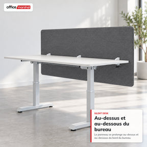 Séparateur de bureau acoustique | Silent Desk | Cloison de bureau revêtue de polyester avec pinces de fixation | 160 × 60 cm | 3 coloris