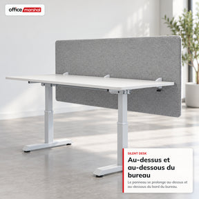 Séparateur de bureau acoustique | Silent Desk | Cloison de bureau revêtue de polyester avec pinces de fixation | 160 × 60 cm | 3 coloris