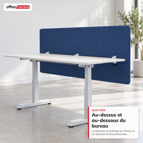 Séparateur de bureau acoustique | Silent Desk | Cloison de bureau revêtue de polyester avec pinces de fixation | 160 × 60 cm | 3 coloris