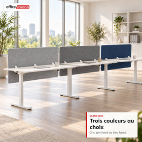 Séparateur de bureau acoustique | Silent Desk | Cloison de bureau revêtue de polyester avec pinces de fixation | 160 × 60 cm | 3 coloris