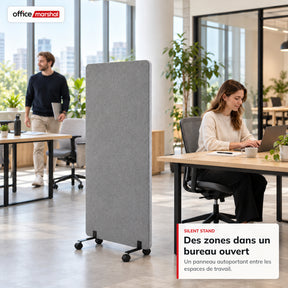 Cloison acoustique mobile sur roulettes | Silent Stand | Séparateur d'espace en polyester | 3 tailles