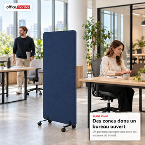 Cloison acoustique mobile sur roulettes | Silent Stand | Séparateur d'espace en polyester | 3 tailles