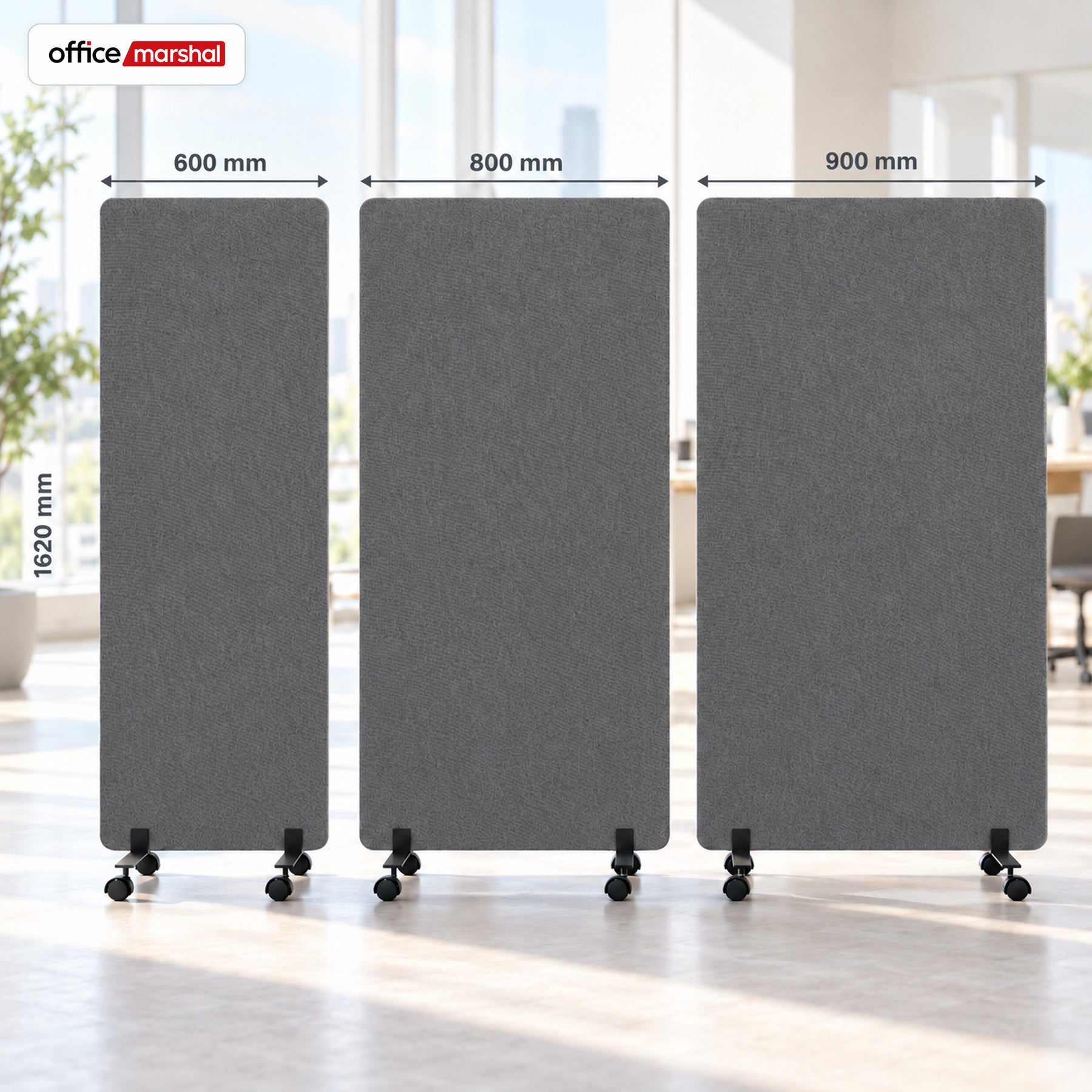 Cloison acoustique mobile sur roulettes | Silent Stand | Séparateur d'espace en polyester | 3 tailles