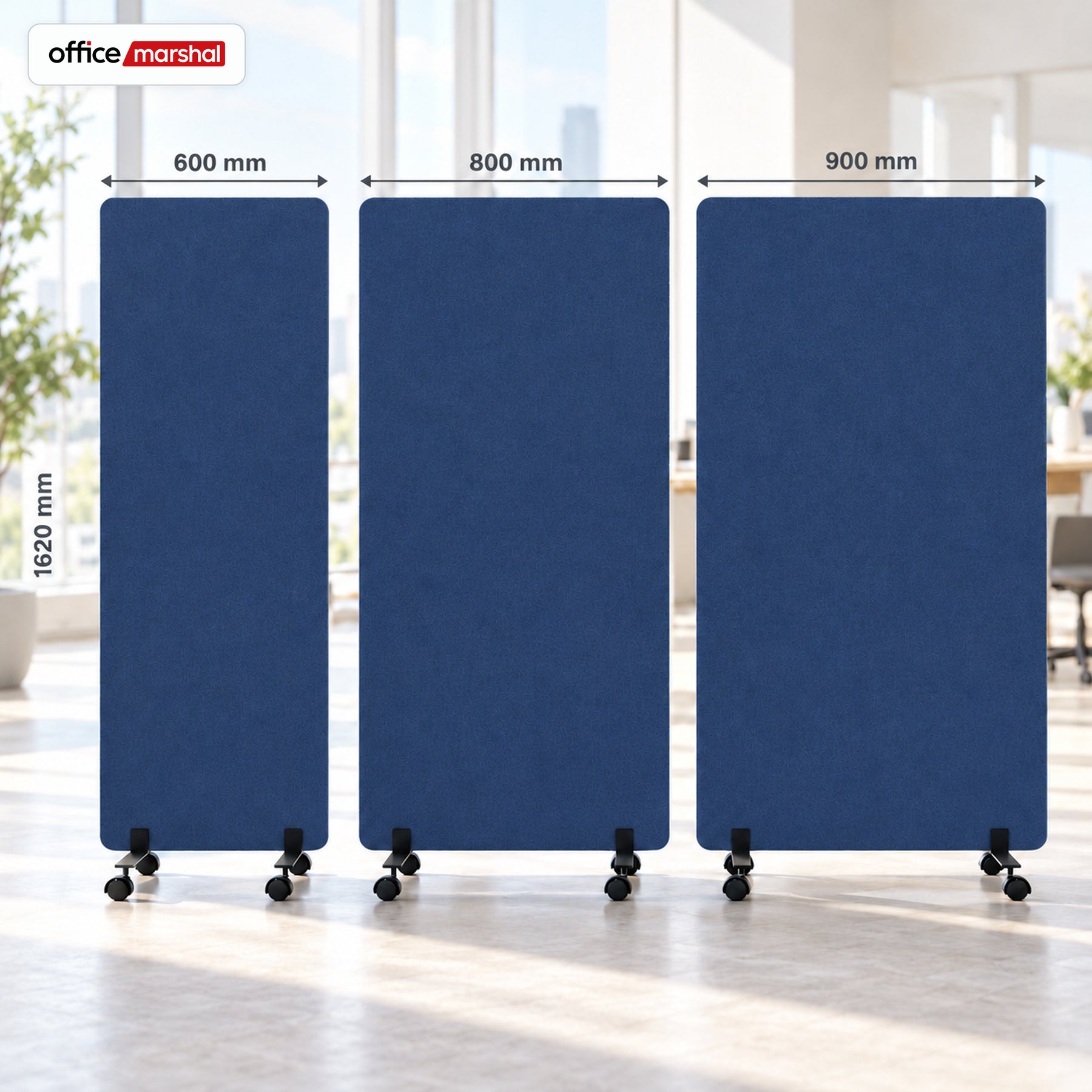 Cloison acoustique mobile sur roulettes | Silent Stand | Séparateur d'espace en polyester | 3 tailles