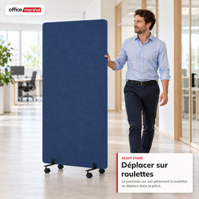 Cloison acoustique mobile sur roulettes | Silent Stand | Séparateur d'espace en polyester | 3 tailles