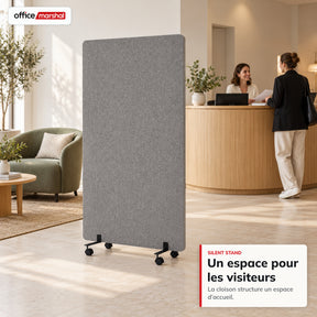 Cloison acoustique mobile sur roulettes | Silent Stand | Séparateur d'espace en polyester | 3 tailles