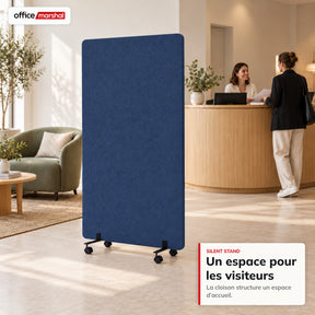 Cloison acoustique mobile sur roulettes | Silent Stand | Séparateur d'espace en polyester | 3 tailles