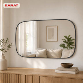 Miroir mural | Alina | Miroir moderne avec cadre en aluminium gris | 55 × 90 cm