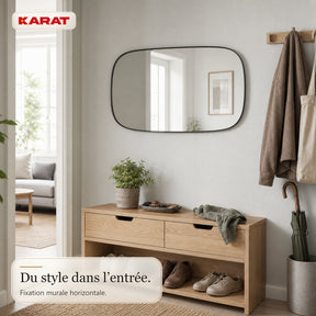 Miroir mural | Alina | Miroir moderne avec cadre en aluminium gris | 55 × 90 cm