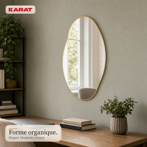 Miroir mural | Lena | Miroir organique avec cadre en aluminium champagne | 60 × 90 cm