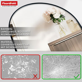 Miroir pleine longueur | Madison | Cadre en aluminium noir incurvé | Sur pied et fixation murale