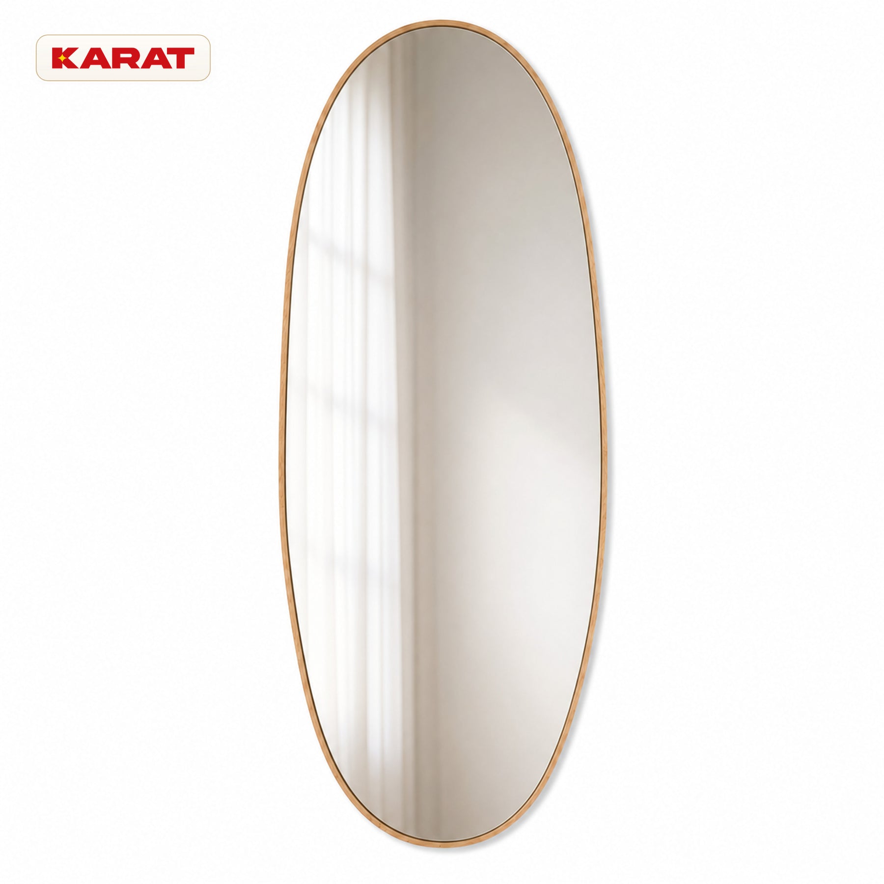 Miroir pleine longueur | Nina | Miroir mural organique avec cadre en aluminium aspect bois | 65 × 150 cm