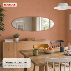 Miroir pleine longueur | Nina | Miroir mural organique avec cadre en aluminium aspect bois | 60 × 150 cm