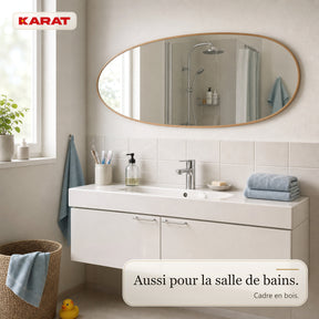 Miroir pleine longueur | Nina | Miroir mural organique avec cadre en aluminium aspect bois | 60 × 150 cm