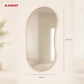 Miroir mural | Serena | Miroir pleine longueur organique avec cadre en aluminium aspect bois | 60 × 120 cm