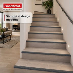 Profil de nez de marche | Core | Profil d'escalier antidérapant en PRV avec revêtement en oxyde d'aluminium