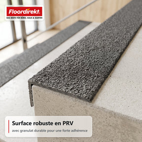 Profil de nez de marche | Core | Profil d'escalier antidérapant en PRV avec revêtement en oxyde d'aluminium