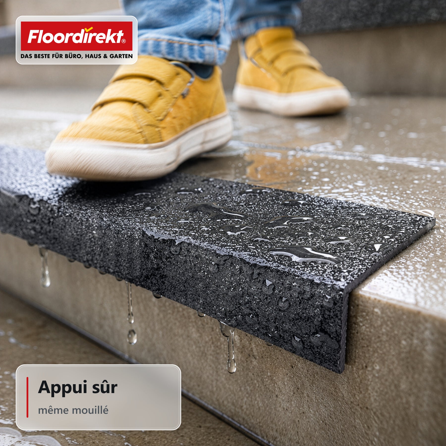 Profil de nez de marche | Core | Profil d'escalier antidérapant en PRV avec revêtement en oxyde d'aluminium