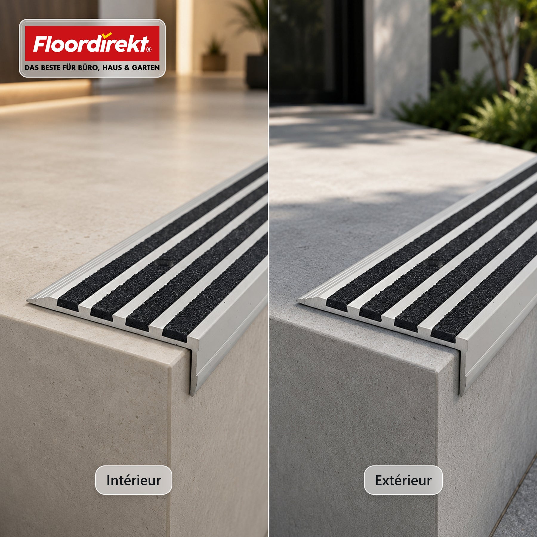 Profil de nez de marche | Solid | Profil antidérapant en aluminium avec insert en oxyde d'aluminium