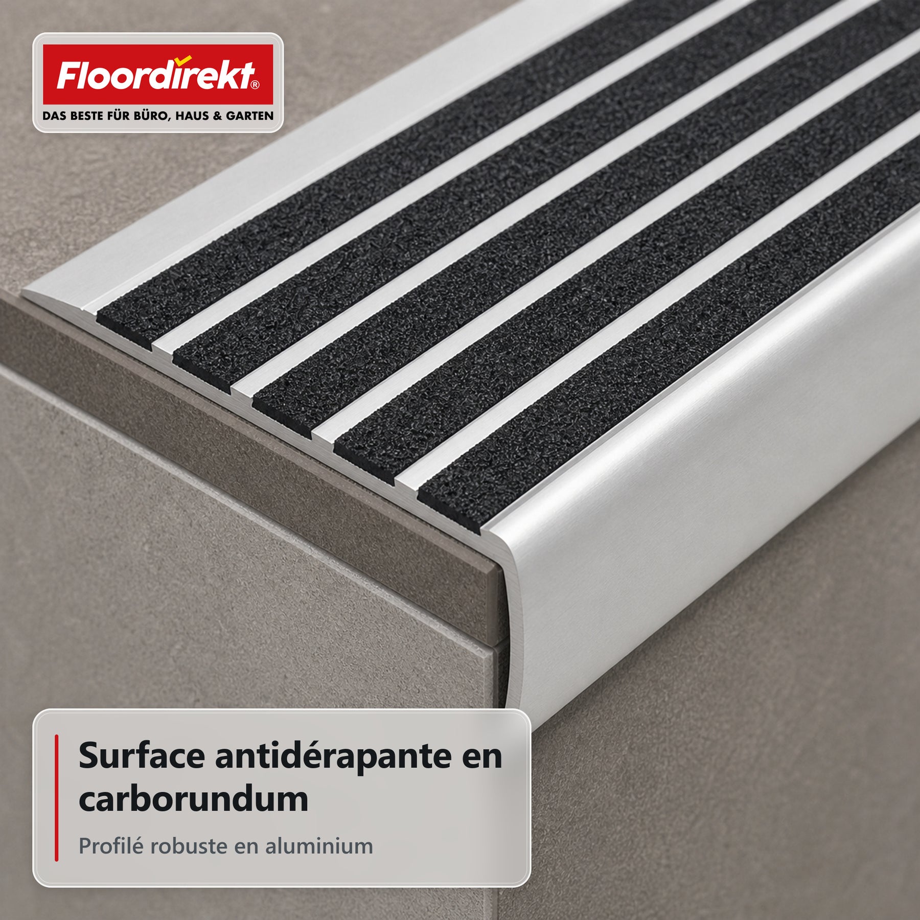Profil de nez de marche | Titan | Profil antidérapant en aluminium avec insert antidérapant
