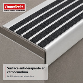 Profil de nez de marche | Titan | Profil antidérapant en aluminium avec insert antidérapant