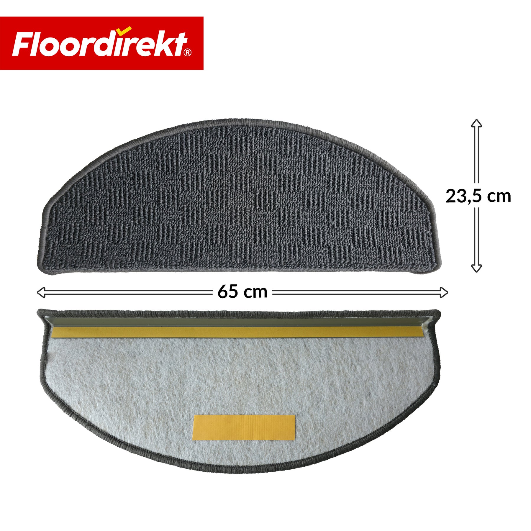 Tapis de marche | Monaco | Tapis d’escalier antidérapant en polypropylène, robuste, insonorisant et facile d’entretien en forme semi-circulaire