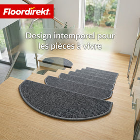 Tapis de marche | Monaco | Tapis d’escalier antidérapant en polypropylène, robuste, insonorisant et facile d’entretien en forme semi-circulaire