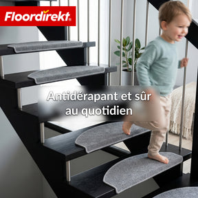 Tapis de marche | Monaco | Tapis d’escalier antidérapant en polypropylène, robuste, insonorisant et facile d’entretien en forme semi-circulaire
