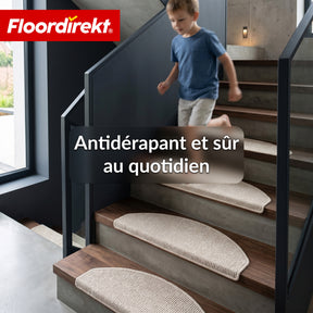 Tapis de marche | Monaco | Tapis d’escalier antidérapant en polypropylène, robuste, insonorisant et facile d’entretien en forme semi-circulaire