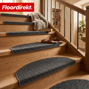 Tapis de marche | Monaco | Tapis d’escalier antidérapant en polypropylène, robuste, insonorisant et facile d’entretien en forme semi-circulaire