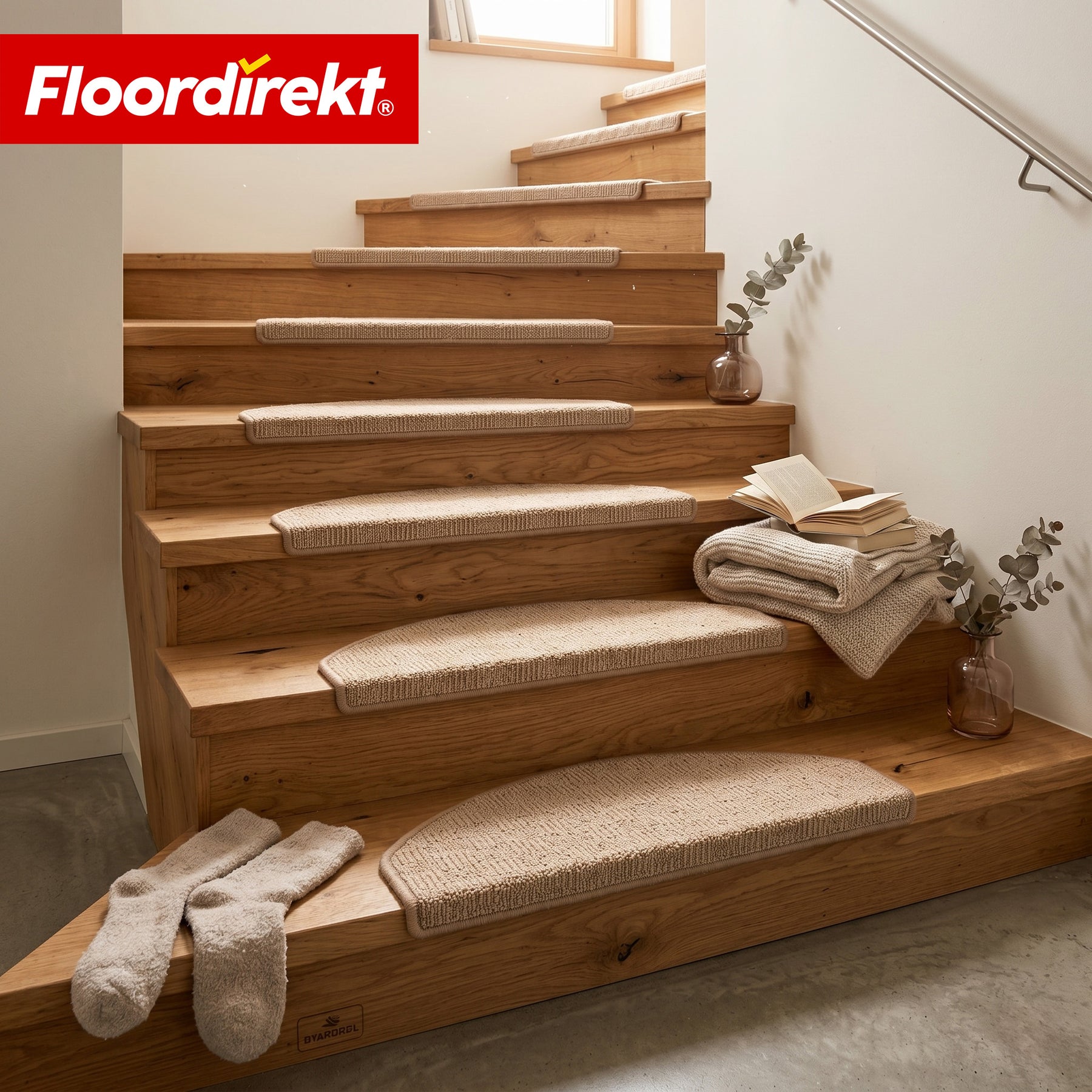 Tapis de marche | Monaco | Tapis d’escalier antidérapant en polypropylène, robuste, insonorisant et facile d’entretien en forme semi-circulaire