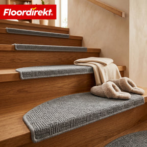 Tapis de marche | Monaco | Tapis d’escalier antidérapant en polypropylène, robuste, insonorisant et facile d’entretien en forme semi-circulaire