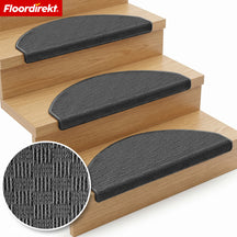 Tapis de marche | Monaco | Tapis d’escalier antidérapant en polypropylène, robuste, insonorisant et facile d’entretien en forme semi-circulaire