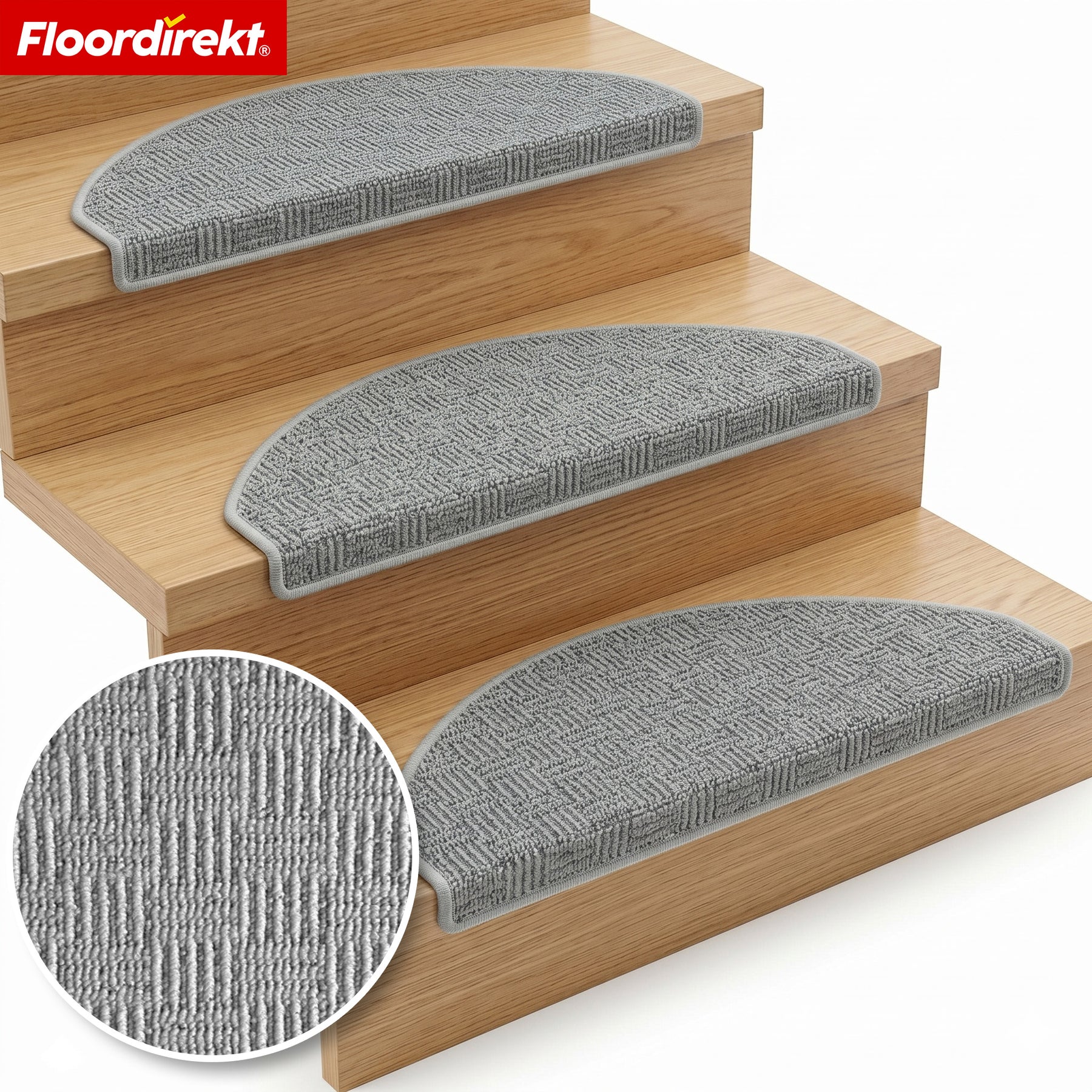Tapis de marche | Monaco | Tapis d’escalier antidérapant en polypropylène, robuste, insonorisant et facile d’entretien en forme semi-circulaire
