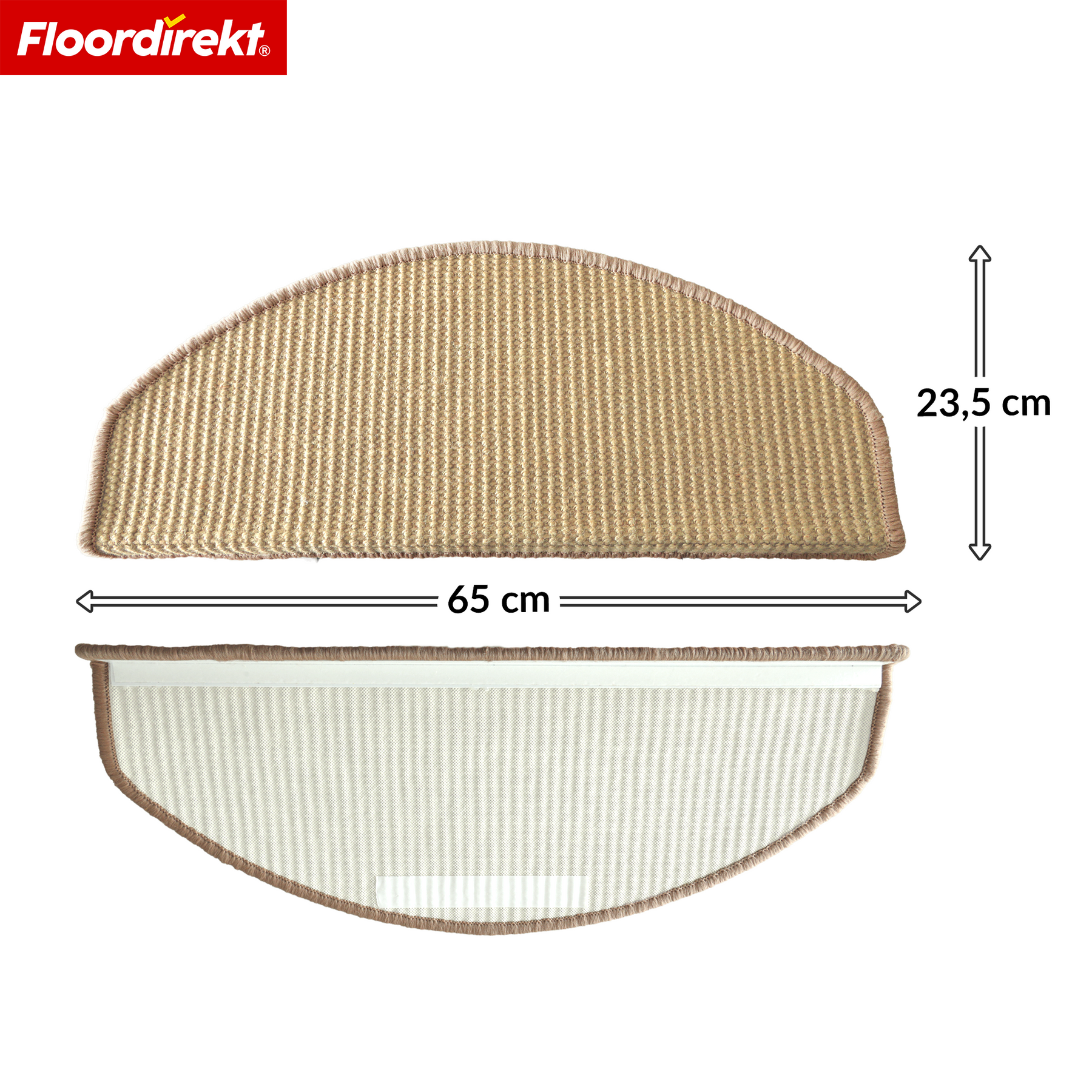 Tapis d’escalier en sisal | Pearl | Marche demi-ronde antidérapante, insonorisante & durable