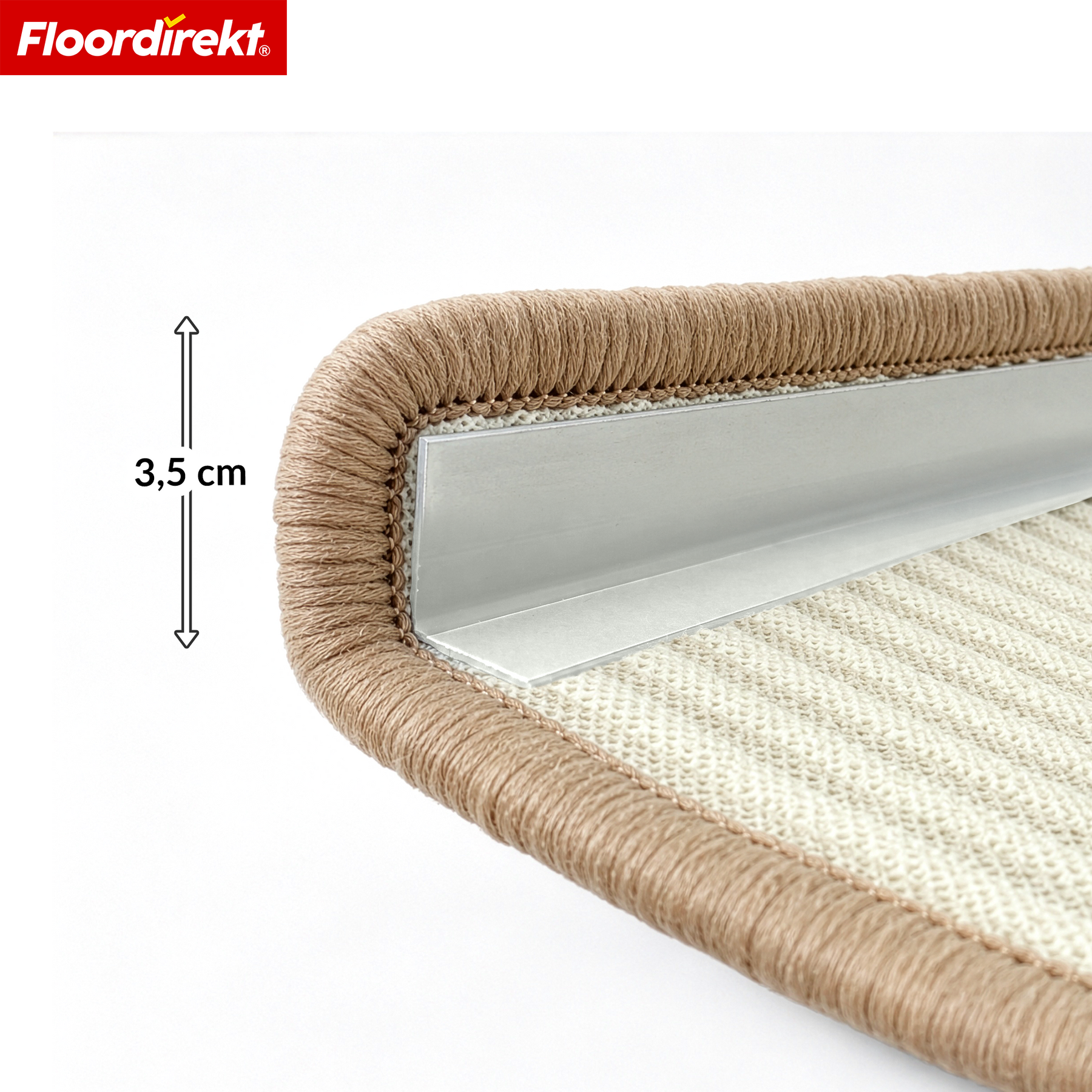 Tapis d’escalier en sisal | Pearl | Marche demi-ronde antidérapante, insonorisante & durable