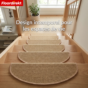 Tapis d’escalier en sisal | Pearl | Marche demi-ronde antidérapante, insonorisante & durable