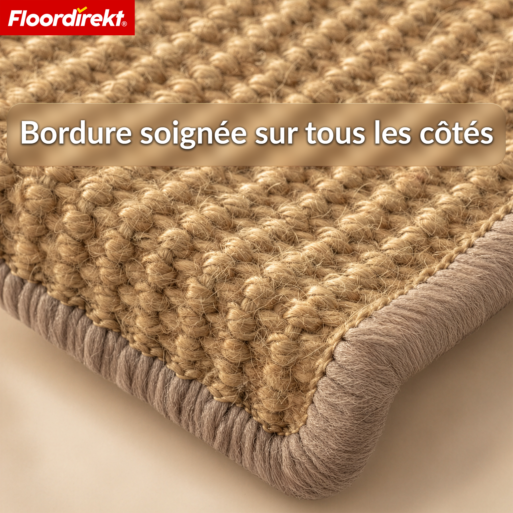 Tapis d’escalier en sisal | Pearl | Marche demi-ronde antidérapante, insonorisante & durable