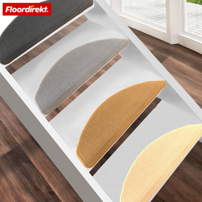 Tapis de marche en velours | Wien | Demi-lune antidérapant en polypropylène robuste | Protection d’escalier, insonorisant & antistatique | Disponible en 4 couleurs modernes