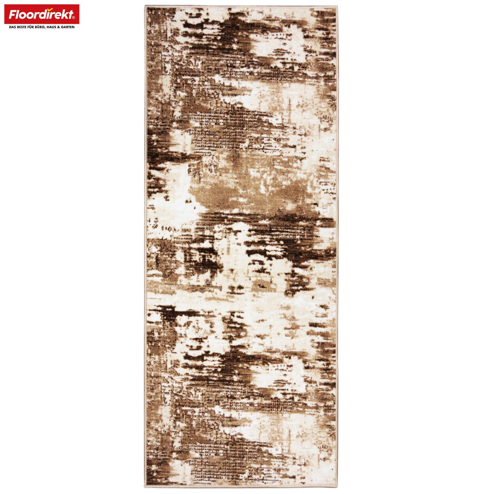 Tapis couloir | Ravena | Tapis moderne en anthracite et brun | Motif abstrait avec dos antidérapant en gel | Résistant et facile d’entretien