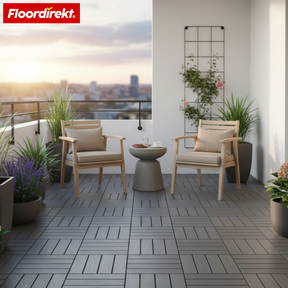 Dalles de terrasse | Elyse | Gris | Dalles clipsables 30x30 cm en polypropylène | Résistantes aux intempéries, faciles d’entretien & simples à poser