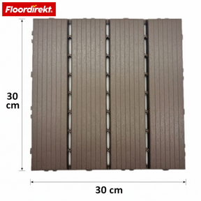 Dalles de terrasse | Majestic | Marron | 30x30 cm Dalles clipsables effet lames de bois | Résistantes aux intempéries & faciles d’entretien