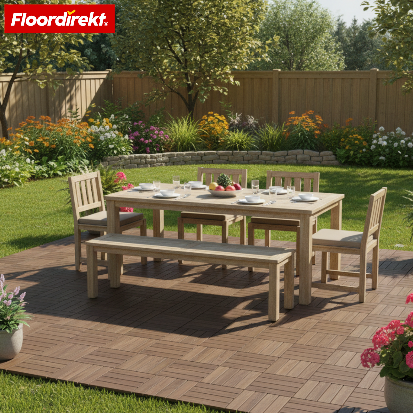 Dalles de terrasse | Majestic | Marron | 30x30 cm Dalles clipsables effet lames de bois | Résistantes aux intempéries & faciles d’entretien